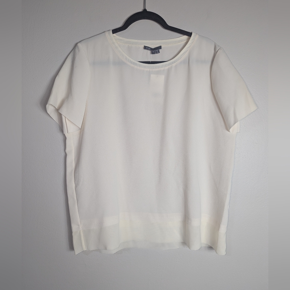 L NWT Vince Cream Short Sleeve Blouse
